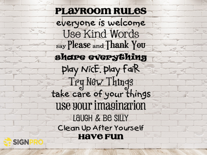 Playroom Rules Sign